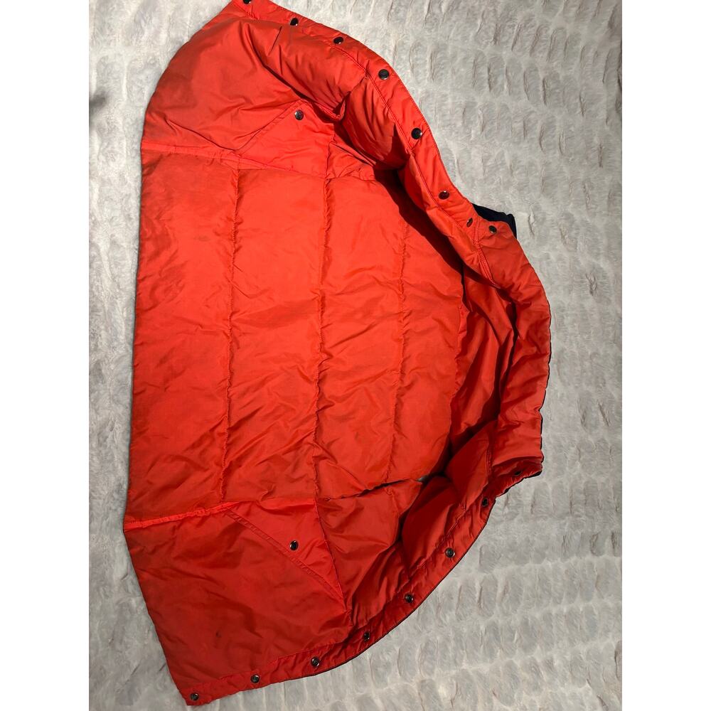Vintage Reversible Down Puffer Vest Men's Large Navy Orange Colorblock 80s - Picture 2 of 6